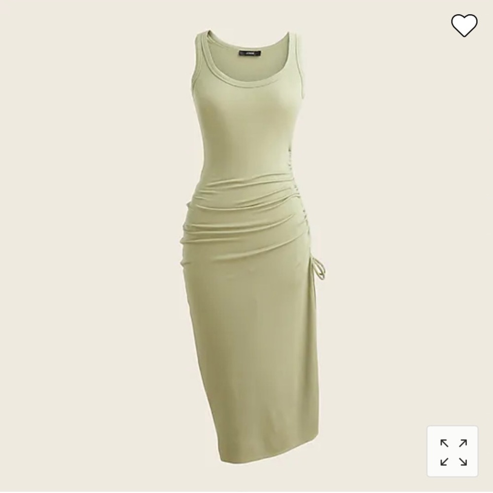 Side ruched midi dress in rustic brown. High slit
